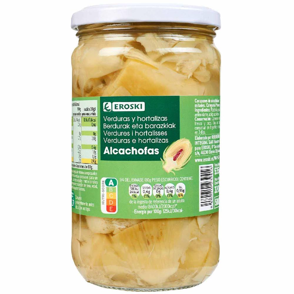 Eroski Alcachofa en mitades EROSKI frasco 320 g