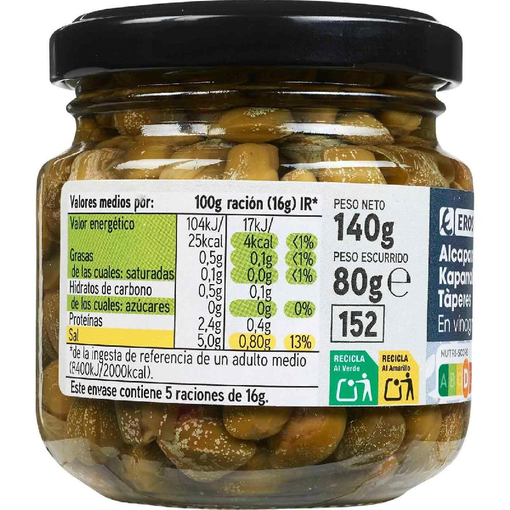 Eroski Alcaparras En Vinagre EROSKI Frasco 80 G