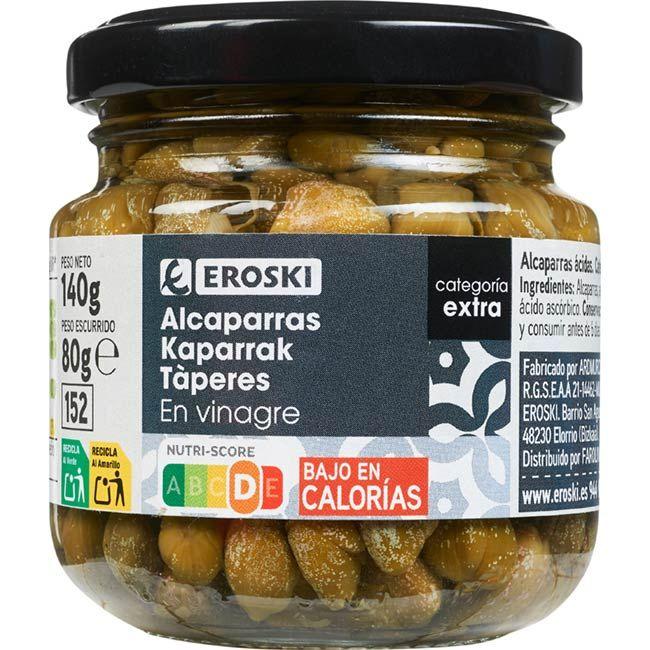 Eroski Alcaparras en vinagre EROSKI frasco 80 g