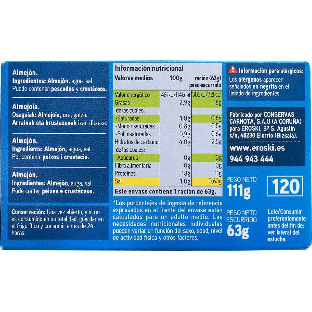 Eroski Almejones Al Natural EROSKI Lata 63 G