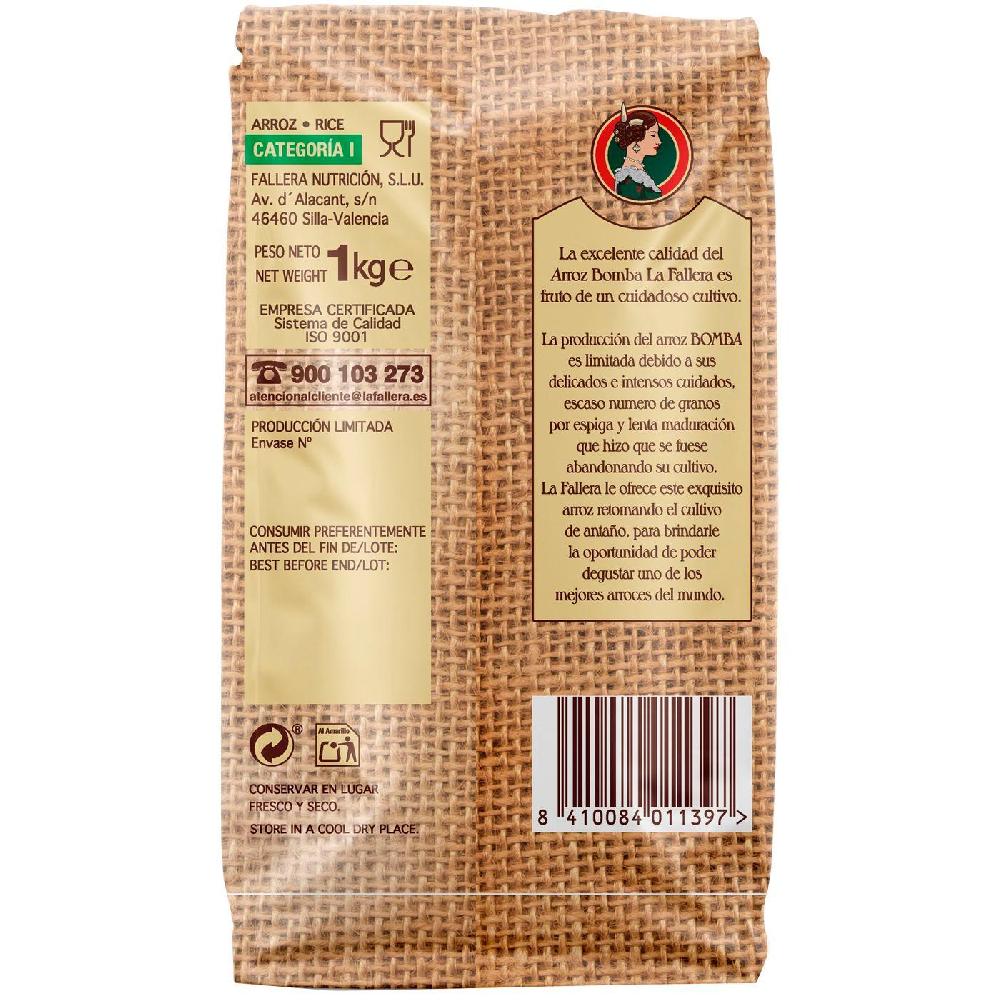 Eroski Arroz Bomba LA FALLERA Paquete 1 Kg