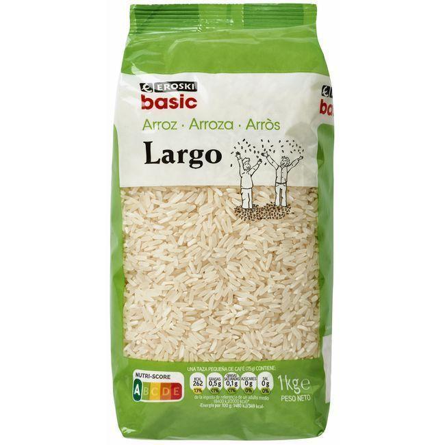 Eroski Arroz largo EROSKI BASIC paquete 1 kg