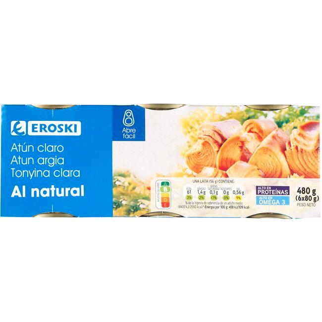 Eroski Atún claro al natural EROSKI pack 6x56 g