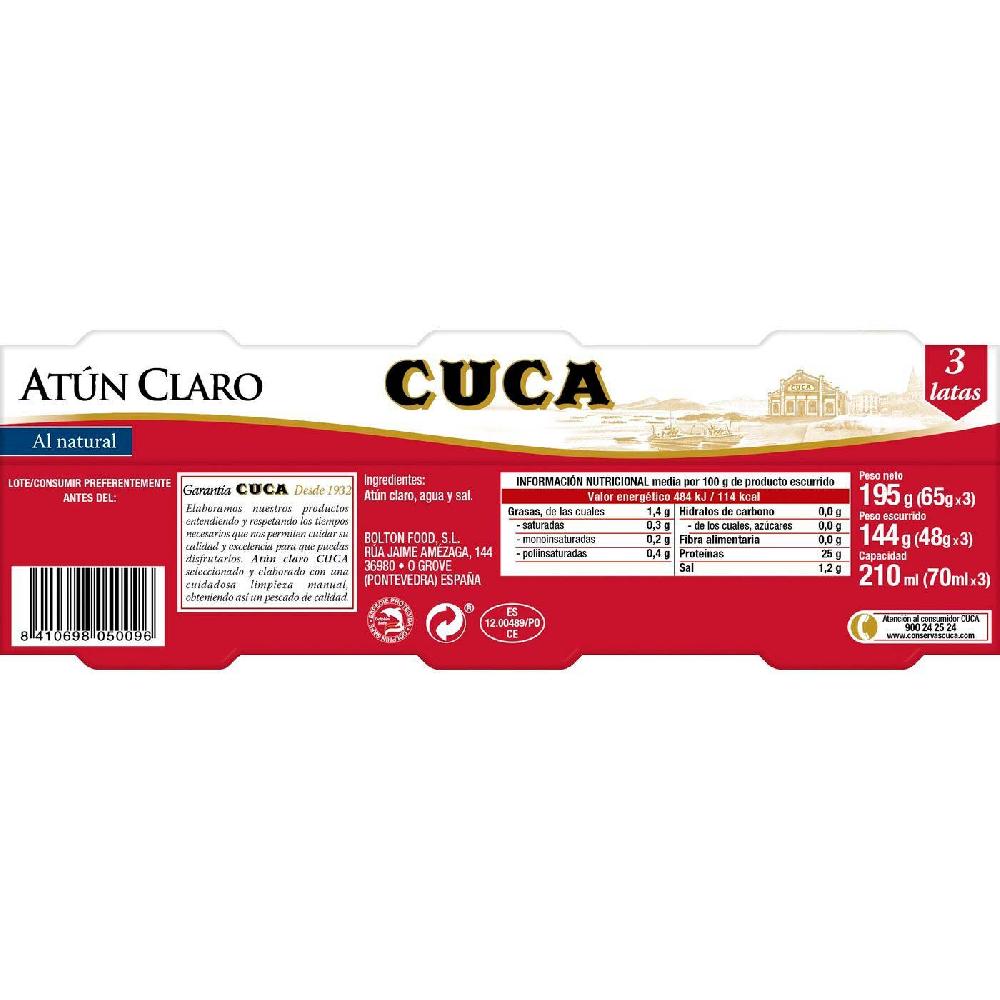 Eroski Atún Claro Natural CUCA Pack 3x48 G