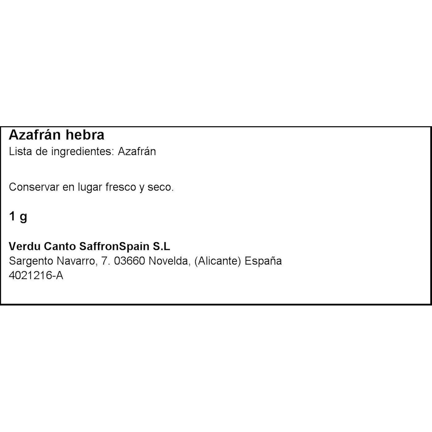 Eroski Azafrán En Hebras POTE Tarro 1 G