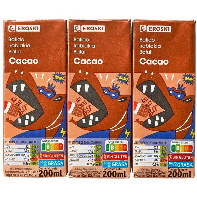 Eroski Batido de cacao EROSKI pack 6x200 ml