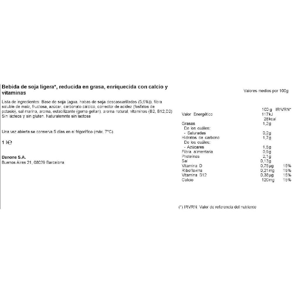 Eroski Bebida De Soja Ligera ALPRO Brik 1 Litro