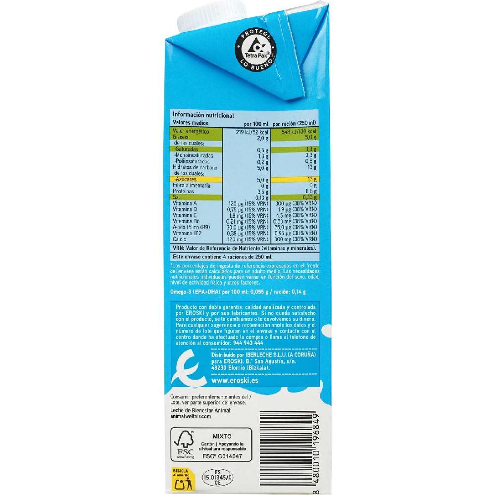 Eroski Bebida Láctea Omega3 EROSKI Brik 1 Litro