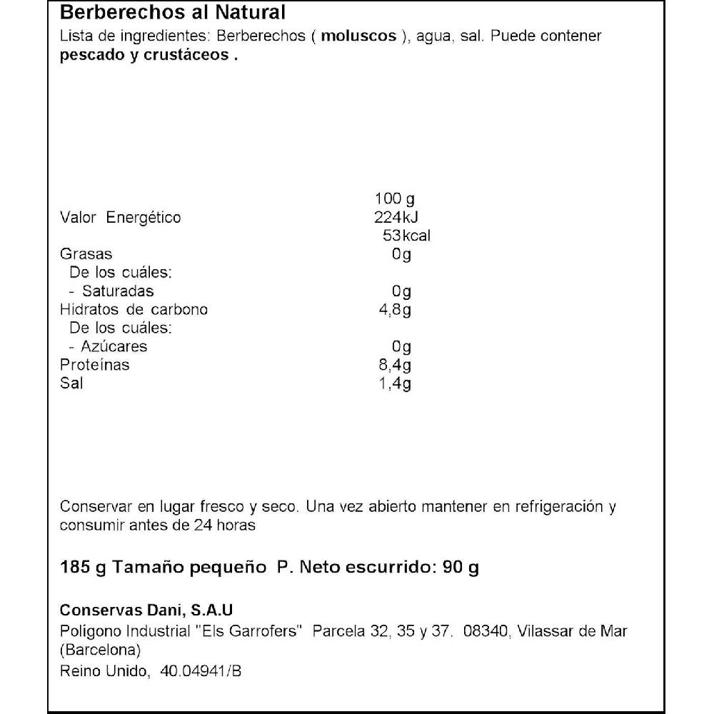 Eroski Berberecho DANI Lata 90 G