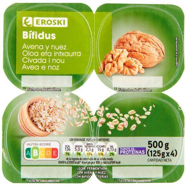 Eroski Bífidus Con Avena-nuez EROSKI Pack 4x125 G