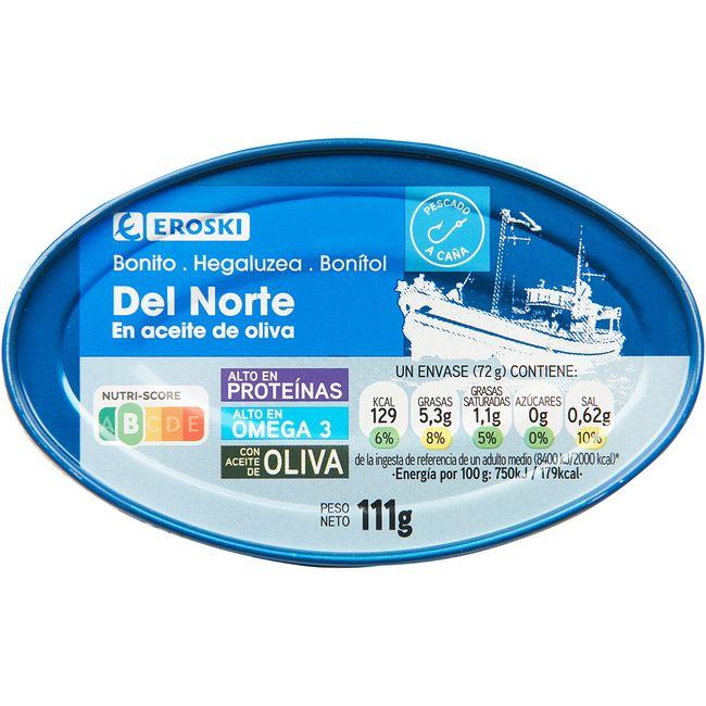 Eroski Bonito en aceite de oliva EROSKI lata 111 g