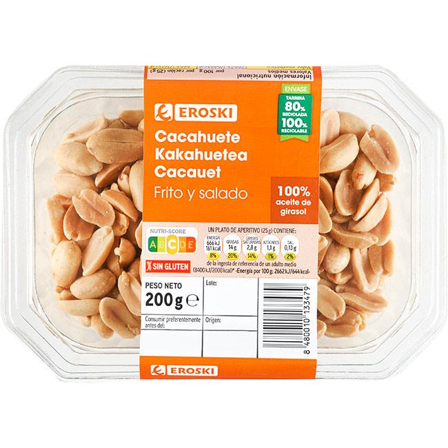 Eroski Cacahuetes fritos EROSKI tarrina 200 g