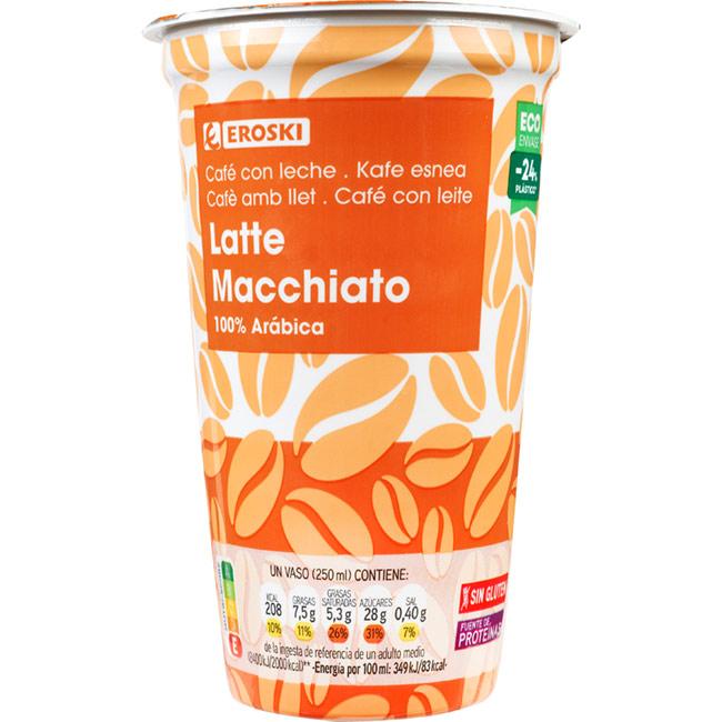 Eroski Café latte macchiato EROSKI vaso 250 ml