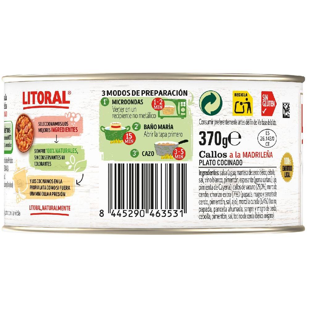 Eroski Callos A La Madrileña LITORAL Lata 370 G