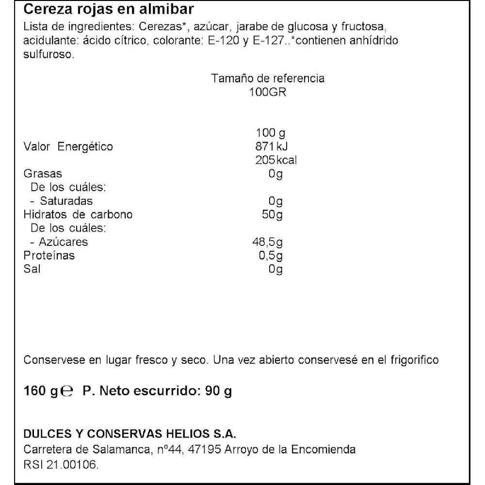 Eroski Cereza En Almibar HELIOS Frasco 90 G