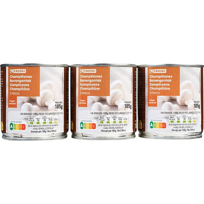 Eroski Champiñon entero EROSKI pack 3x105 g