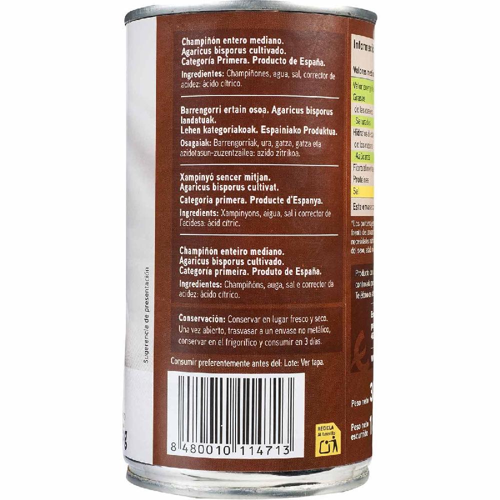 Eroski Champiñon Entero Extra EROSKI Lata 185 G
