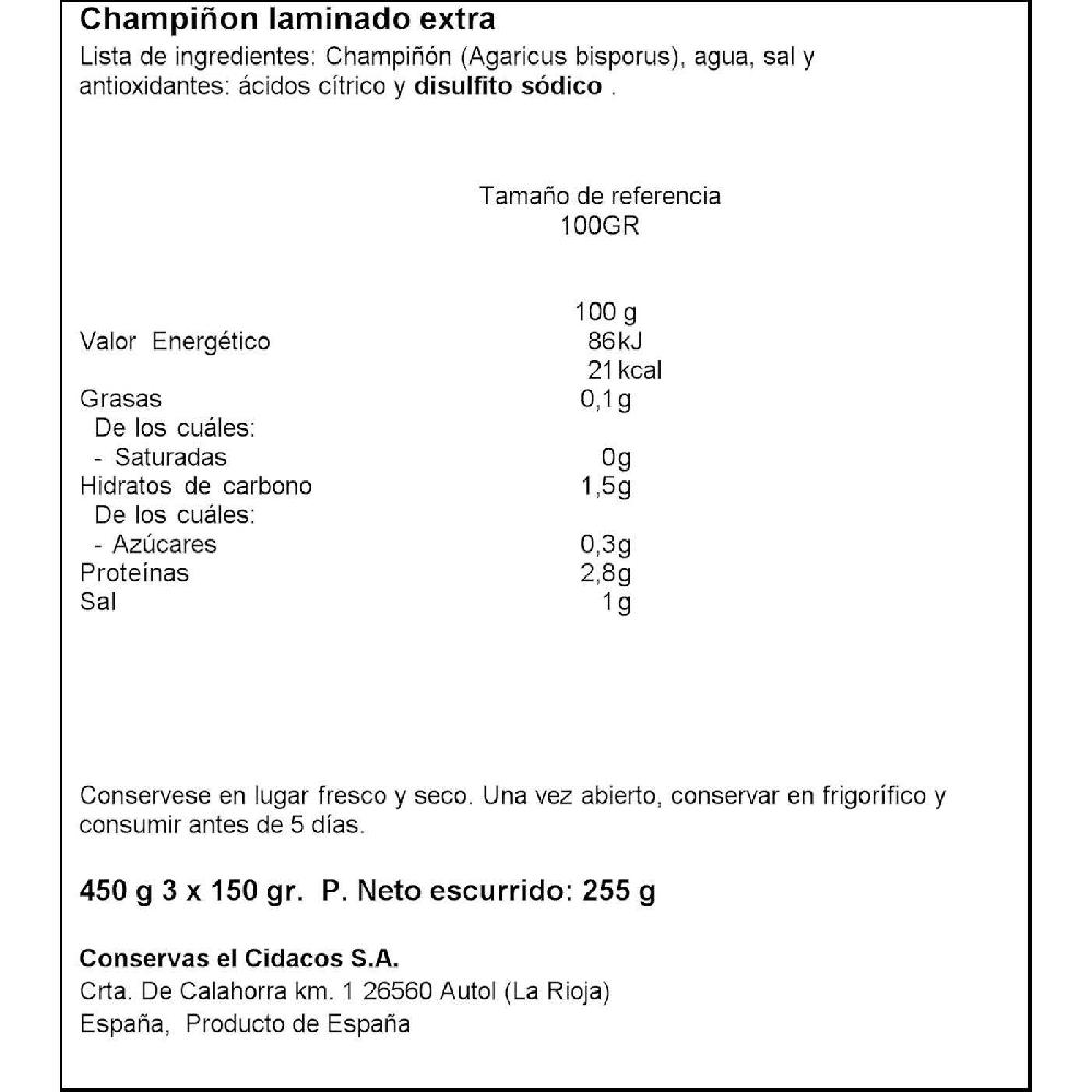 Eroski Champiñón Laminado CICADOS Pack 3x85 G