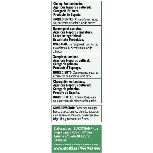 Eroski Champiñon Laminado EROSKI BASIC Lata 185 G