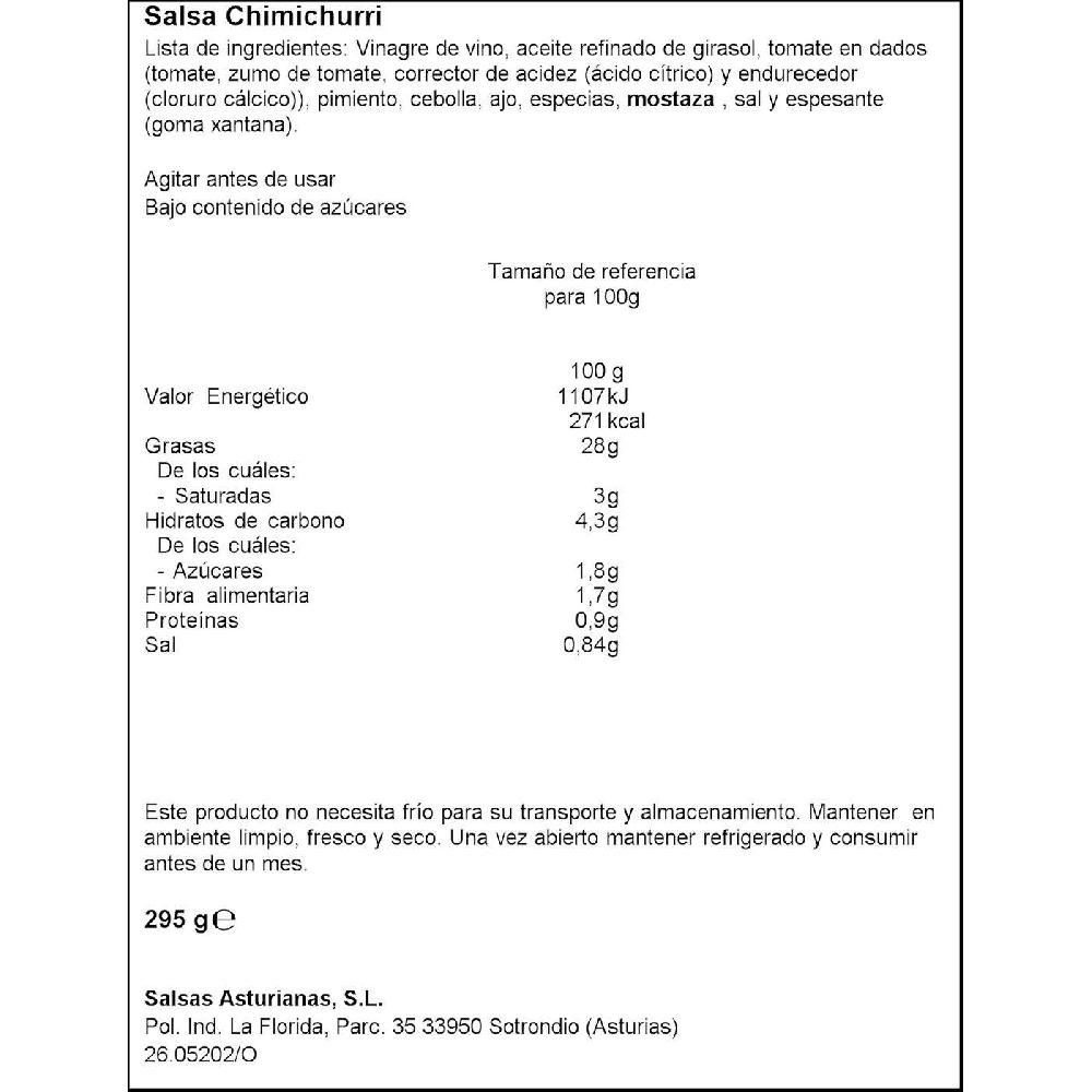 Eroski Chimichurri SALSAS ASTURIANAS Frasco 295 G