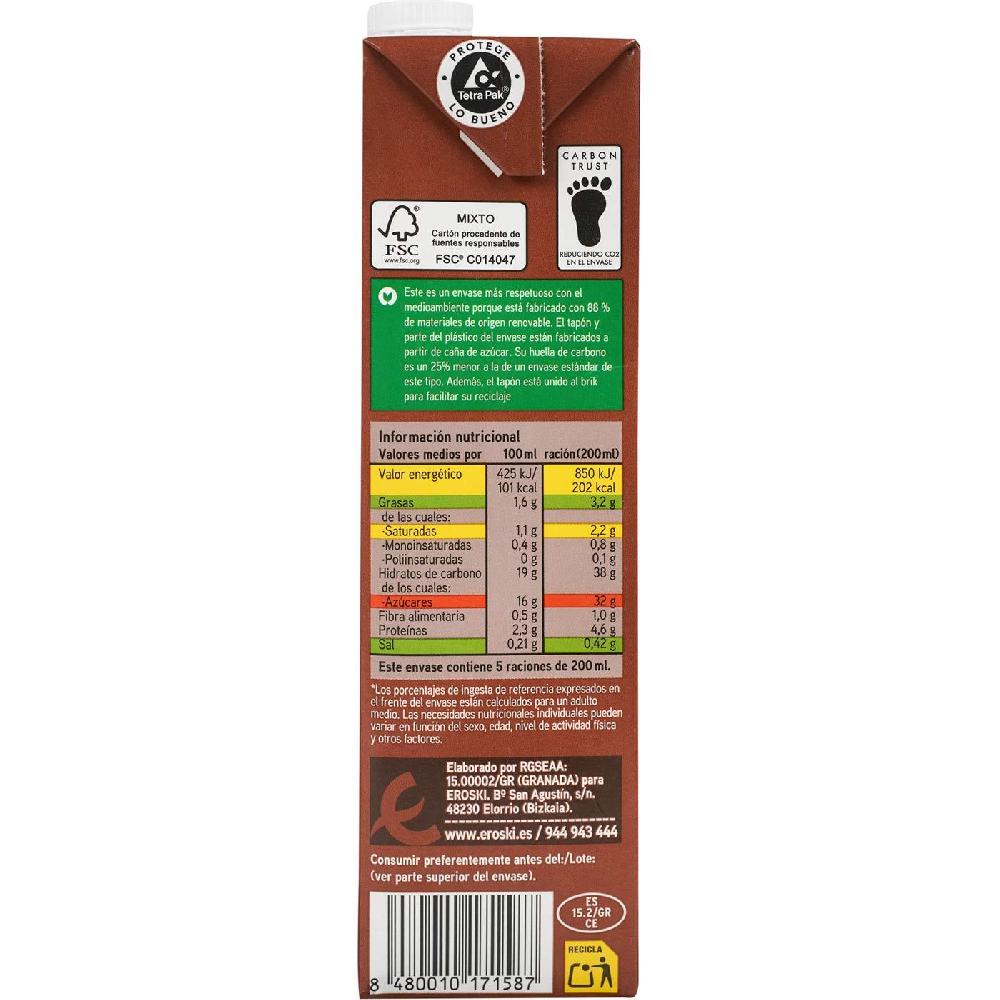 Eroski Chocolate A La Taza EROSKI Brik 1 Litro
