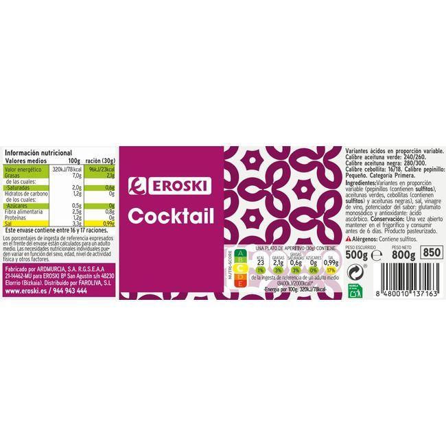 Eroski Cocktail Encurtidos EROSKI Frasco 500 G