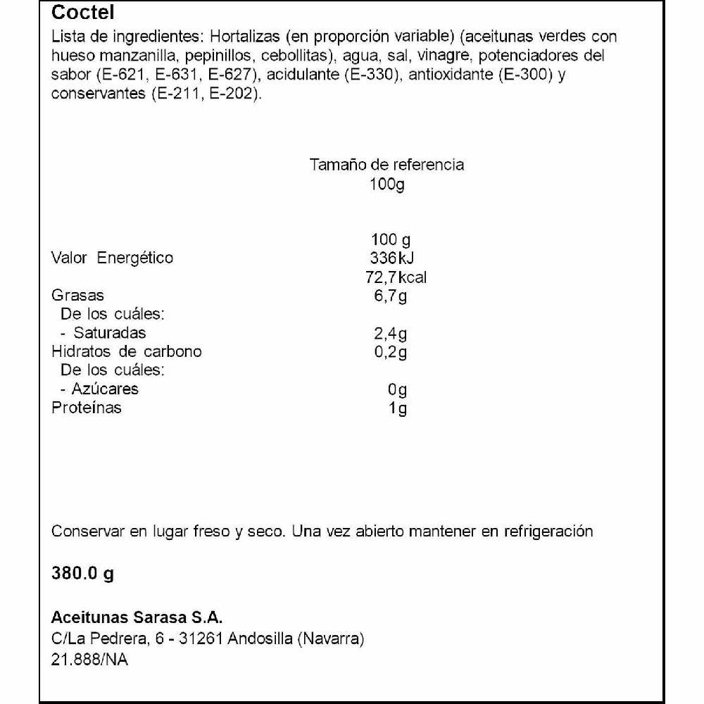 Eroski Cóctel En Vinagre SARASA Tarrina 200 G