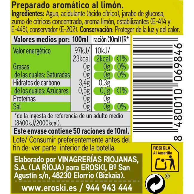 Eroski Concentrado De Limón EROSKI Botella 5 Cl