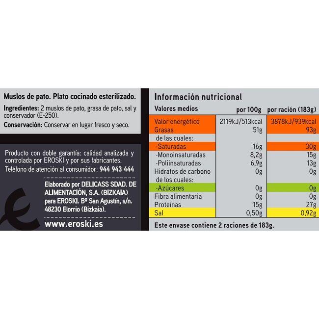 Eroski Confit De Pato Eroski SELEQTIA Lata 600 G
