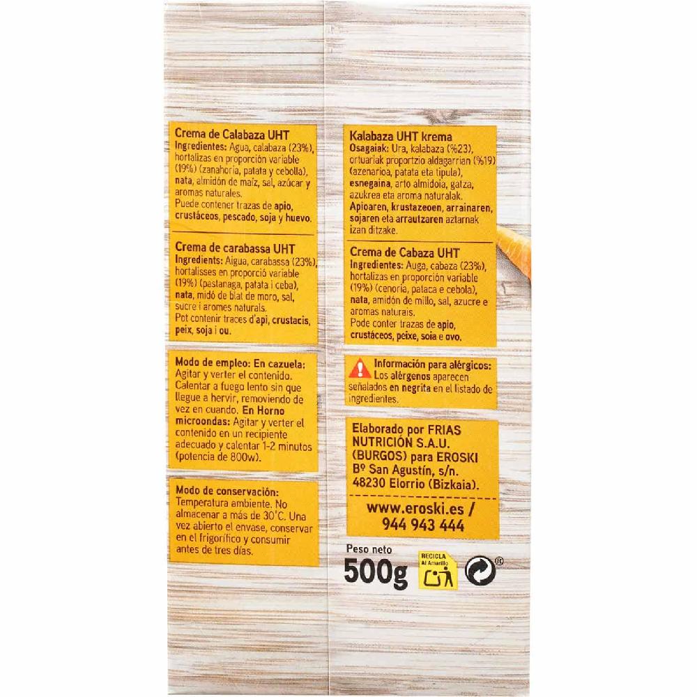 Eroski Crema De Calabaza EROSKI Brik 500 G