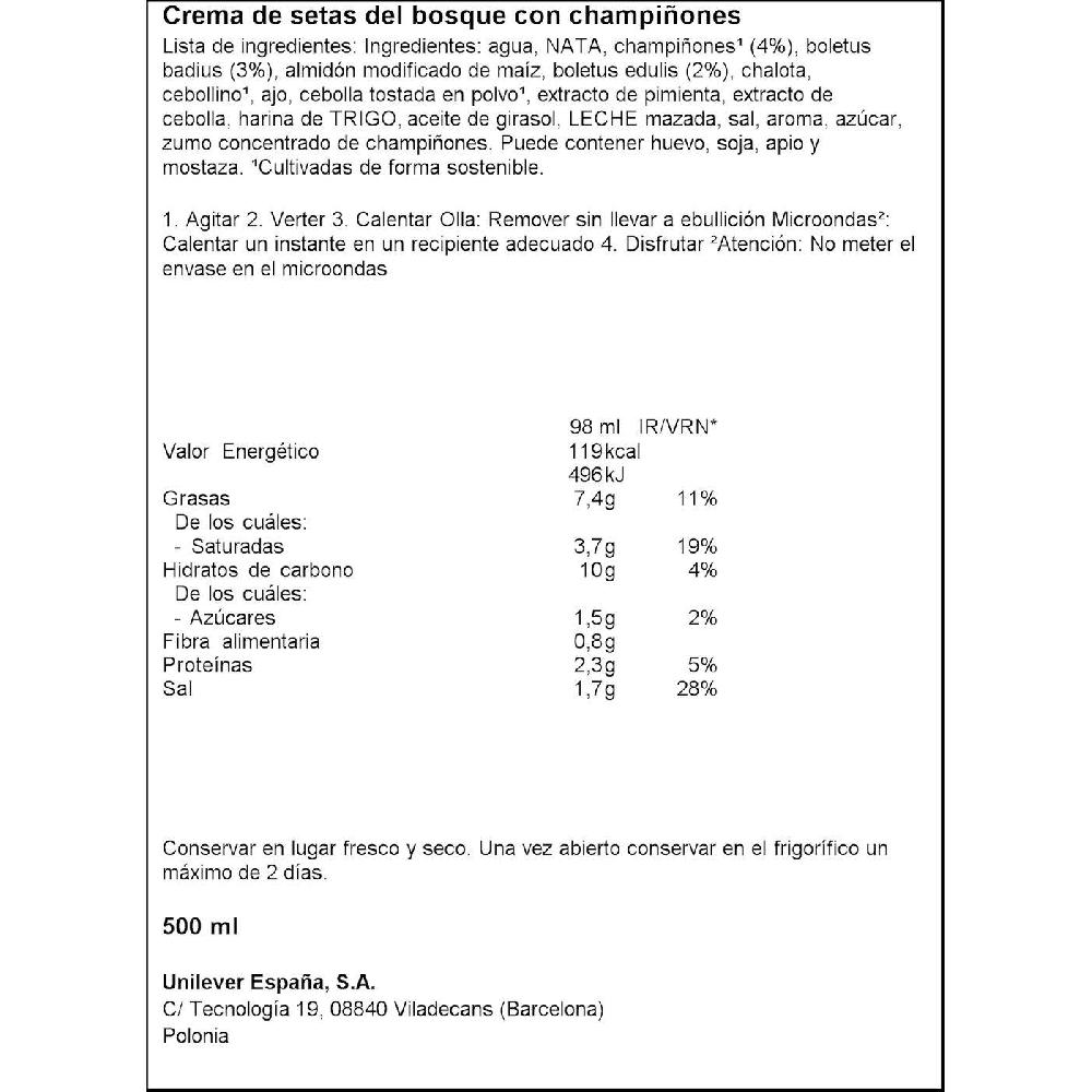 Eroski Crema De Setas Del Bosque KNORR Brik 500 Ml