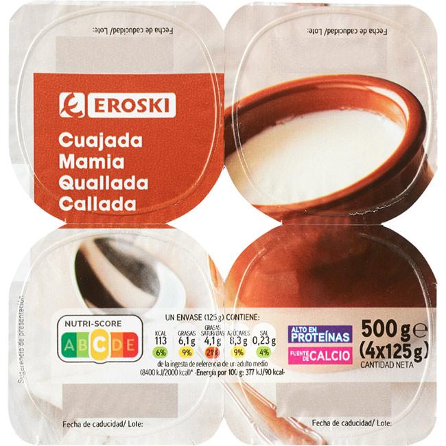 Eroski Cuajada Natural EROSKI Pack 4x125 G