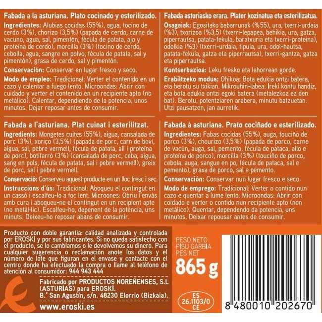 Eroski Fabada A La Asturiana EROSKI Lata 865 G