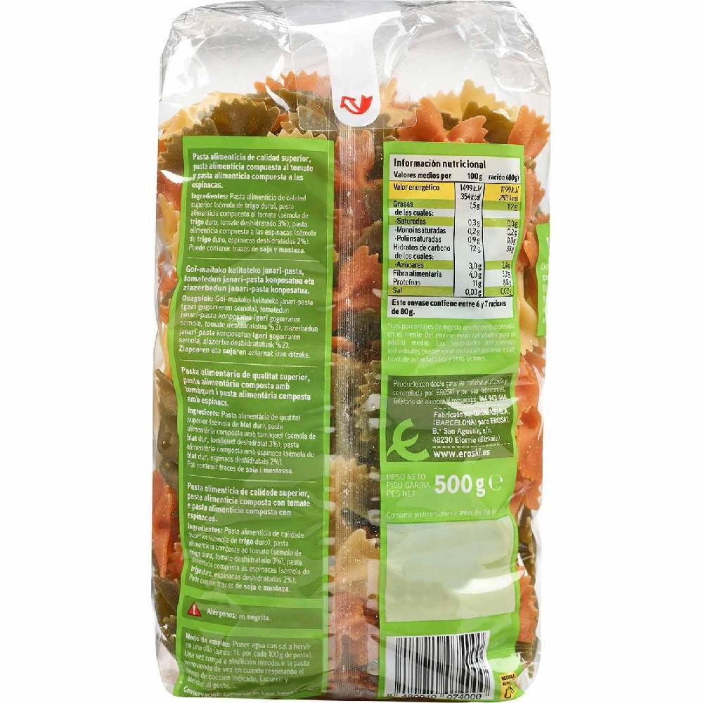 Eroski Farfalle Con Vegetales EROSKI Paquete 500 G
