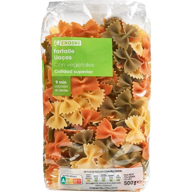 Eroski Farfalle con vegetales EROSKI paquete 500 g
