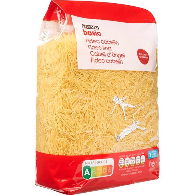 Eroski Fideo Cabellín EROSKI Basic Paquete 1 Kg