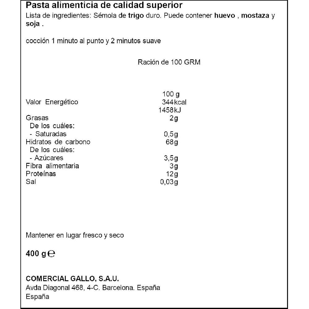 Eroski Fideo GALLO PASTAFINA Paquete 400 G