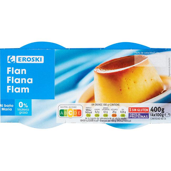 Eroski Flan De Huevo 0% EROSKI Pack 4x100 G