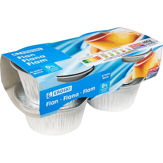 Eroski Flan de huevo 0% EROSKI pack 4x100 g