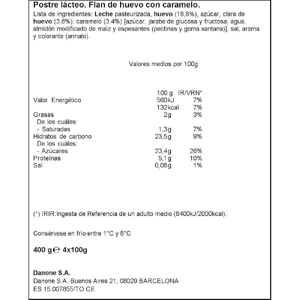Eroski Flan De Huevo DANONE Pack 4x100 G