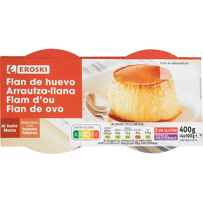 Eroski Flan De Huevo EROSKI Pack 4x100 G