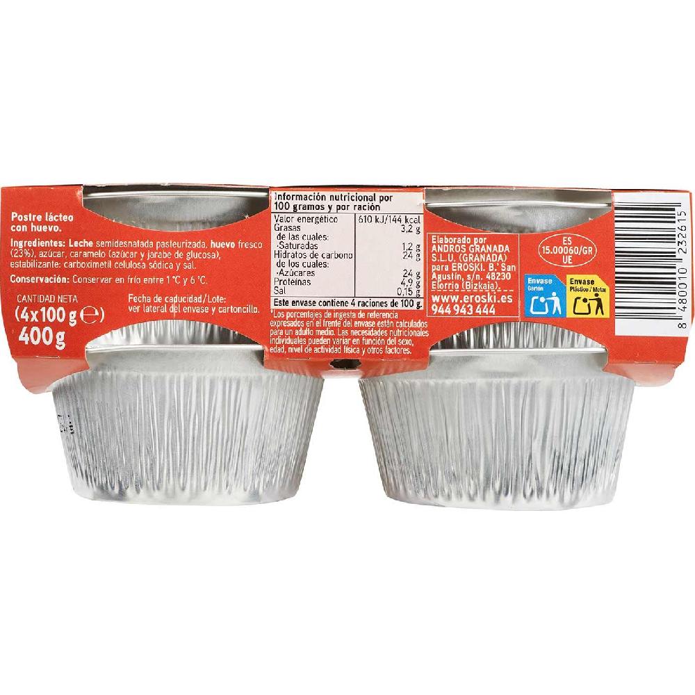 Eroski Flan De Huevo EROSKI Pack 4x100 G