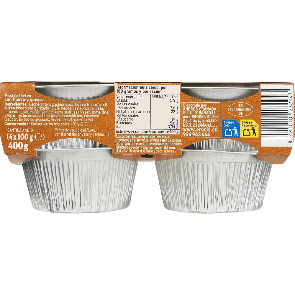 Eroski Flan De Queso EROSKI Pack 4x100 G