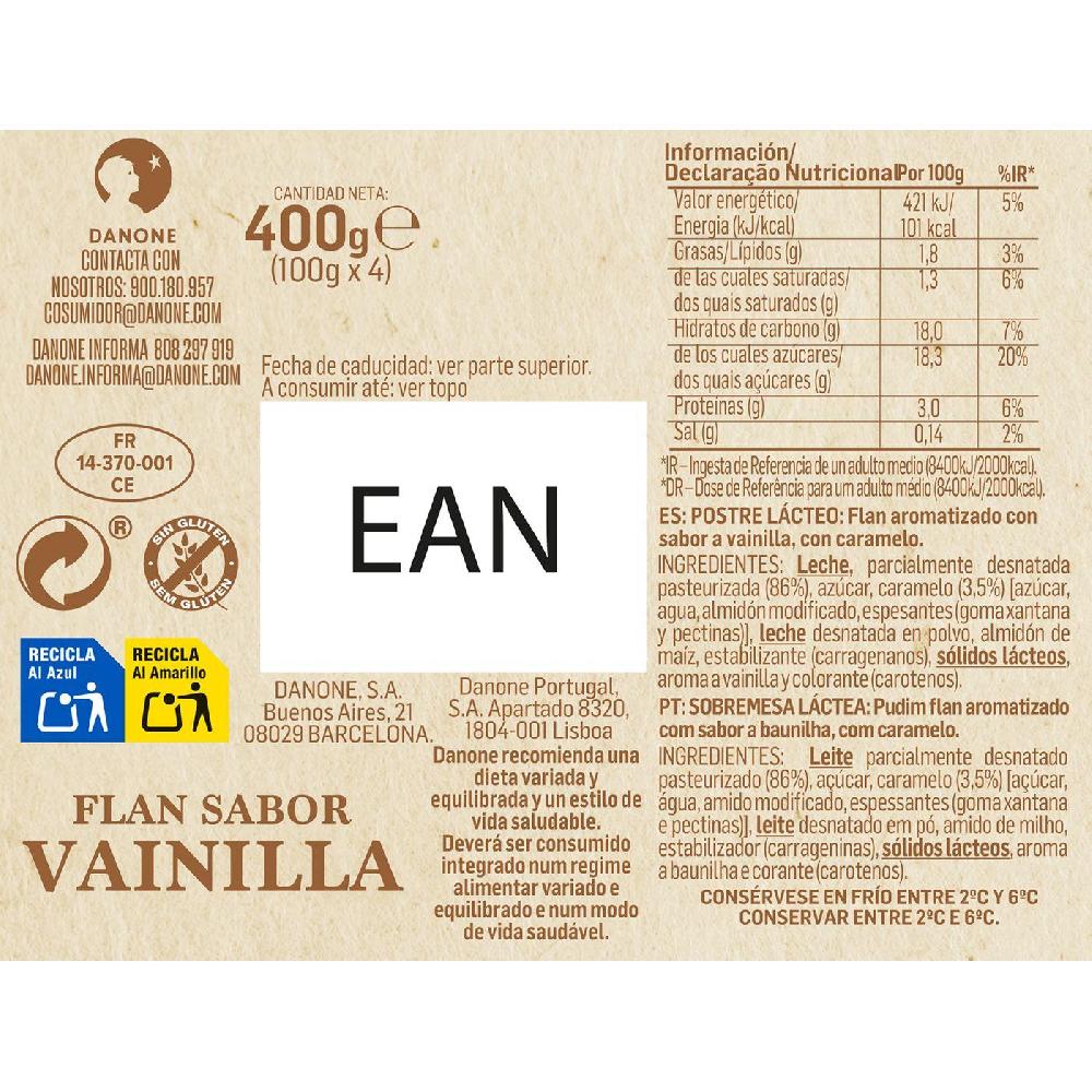 Eroski Flan De Vainilla DANONE Pack 4x110 G