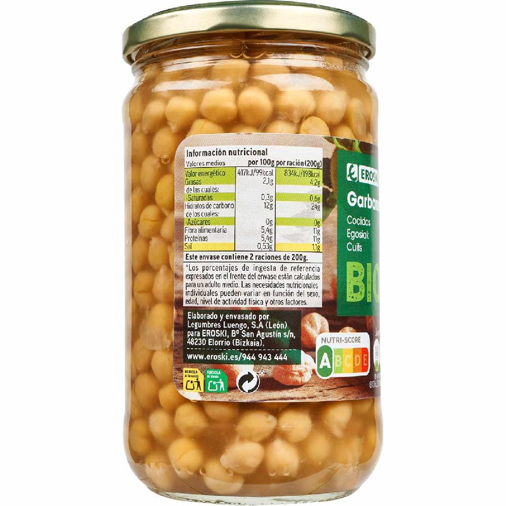 Eroski Garbanzo Cocido EROSKI BIO Frasco 400 G