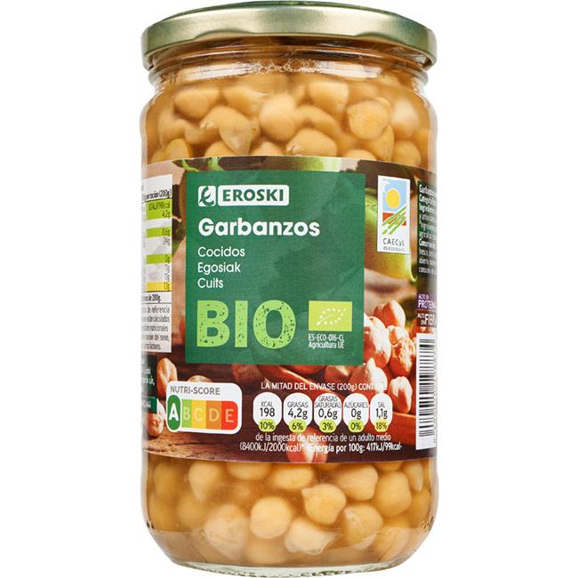 Eroski Garbanzo cocido EROSKI BIO frasco 400 g