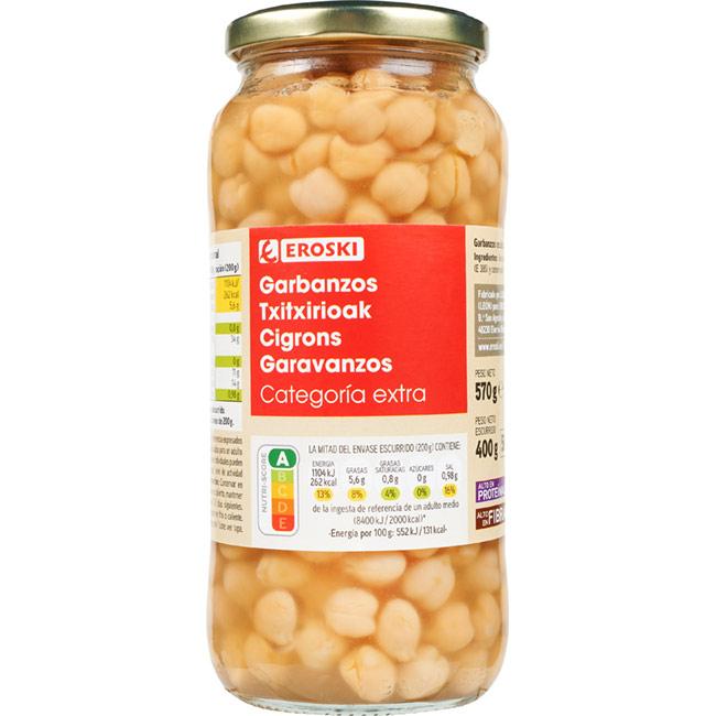 Eroski Garbanzo cocido EROSKI frasco 400 g