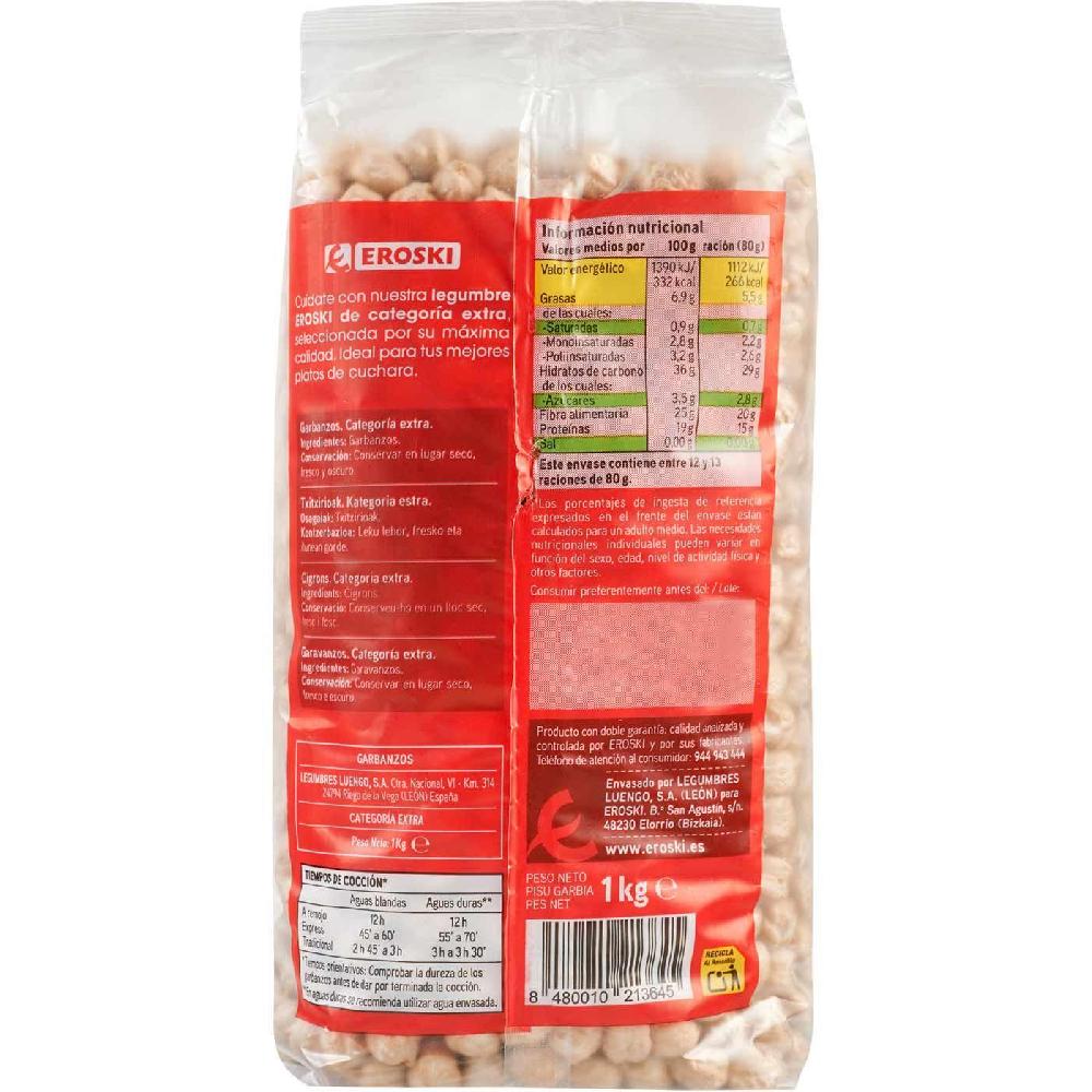 Eroski Garbanzo Extra EROSKI Paquete 1 Kg