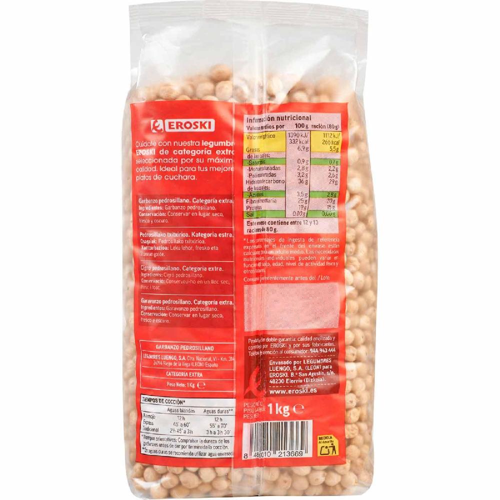 Eroski Garbanzo Pedrosillano EROSKI Paquete 1 Kg