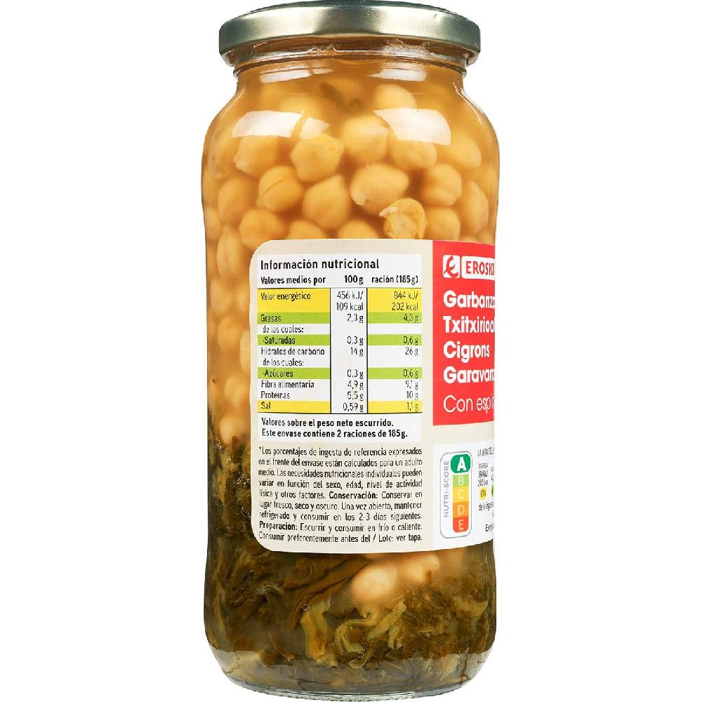 Eroski Garbanzos Con Espinacas EROSKI Frasco 370 G